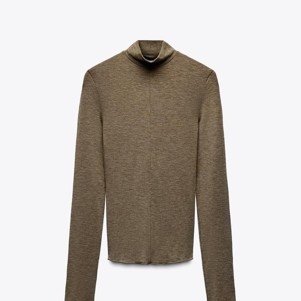 Zara Women's Tan Turtleneck Top